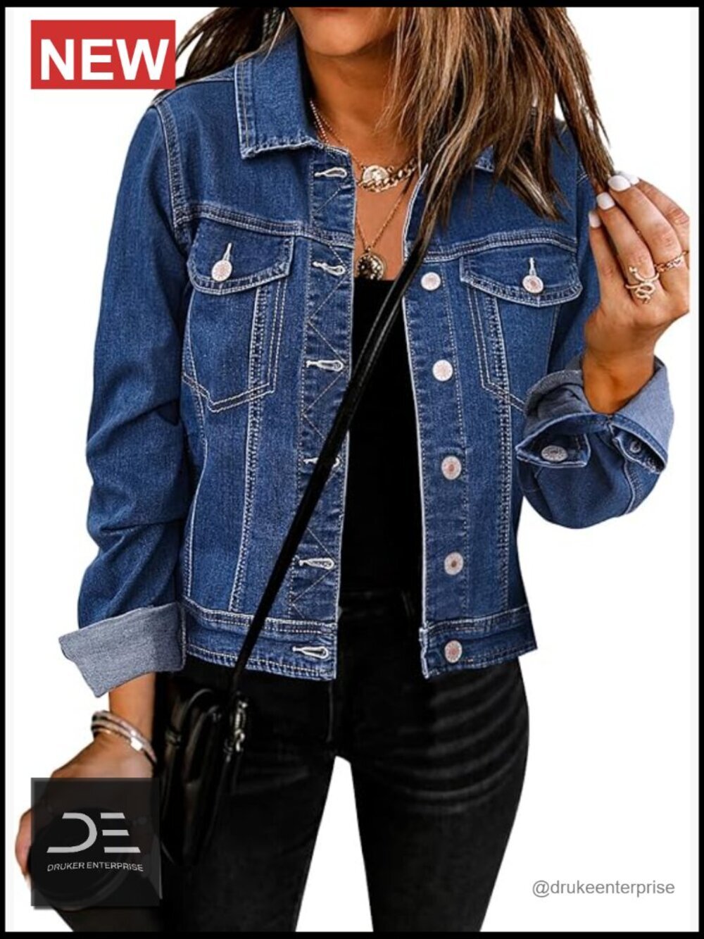 Vintage Stretch Denim Trucker Jacket Button Down Long Sleeve